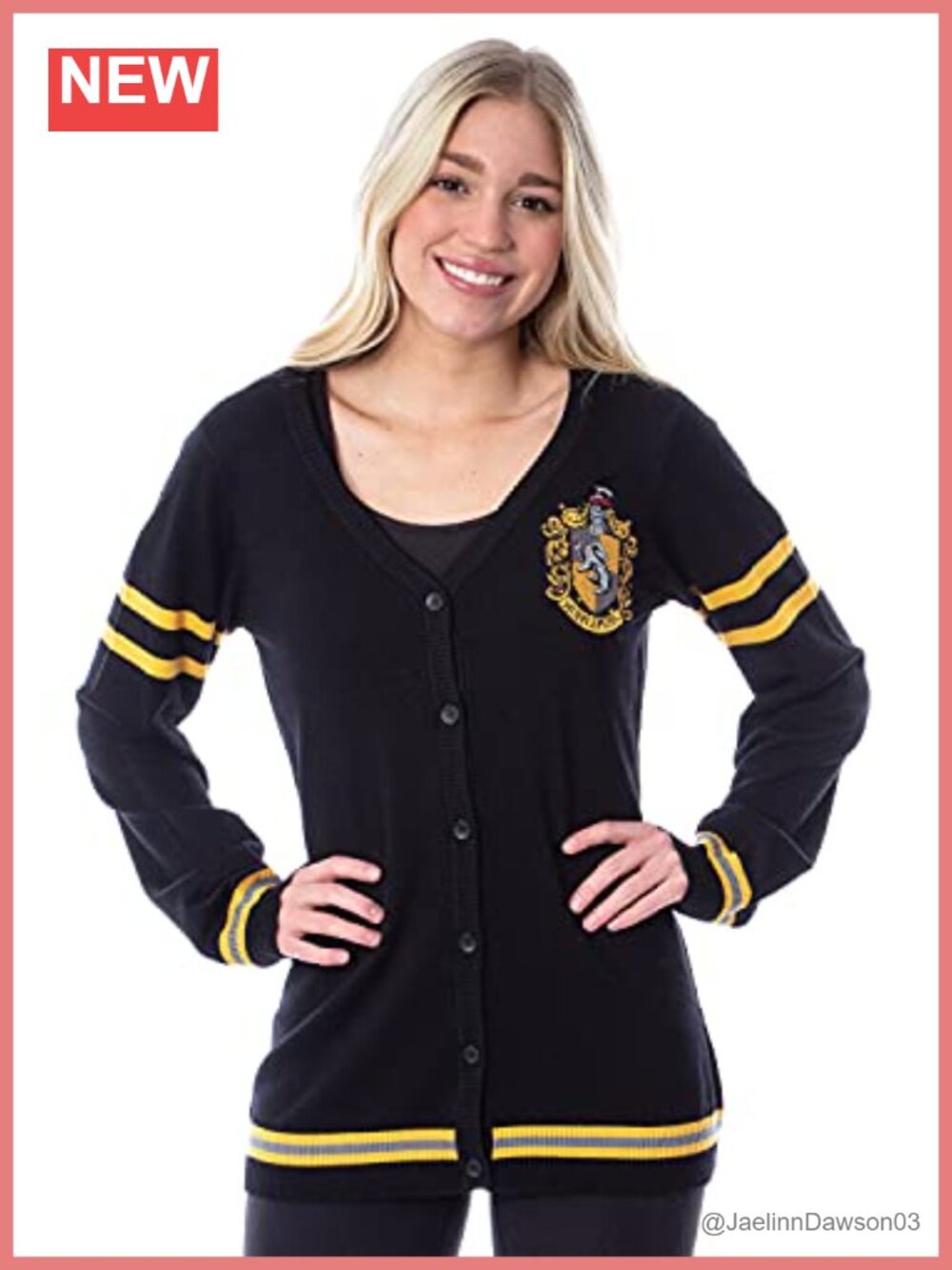 Slytherin Crest V-Neck Long Sleeve Knit Cardigan Sweater with Button Closure